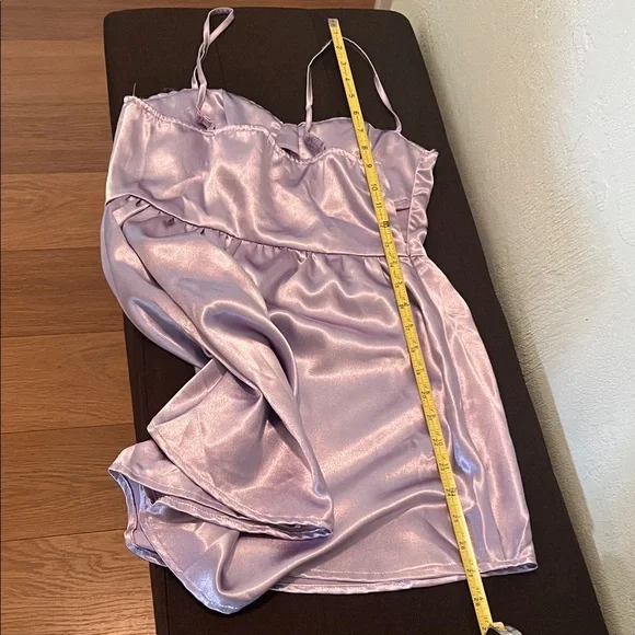 #0942+ Elegant Purple Satin Nightgown - Picture 7 of 11